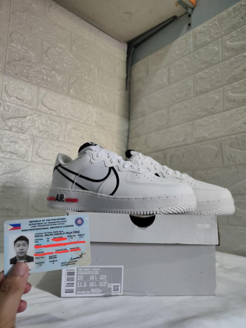 NIKE AIR FORCE 1 REACT White Black Red Colorway