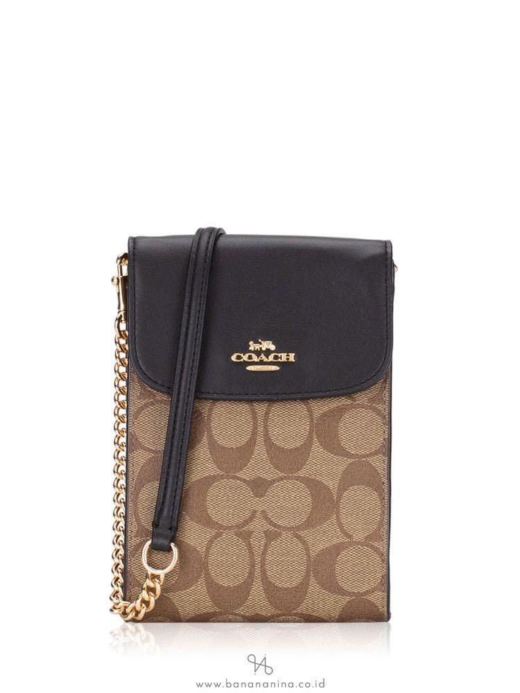ORIGINAL COACH PHONE CROSSBODY KHAKI BLACK Women s Fashion