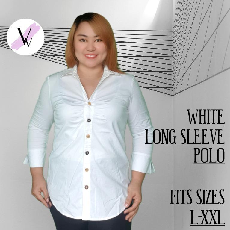 Plus Size White Polo | Long Sleeve and ...