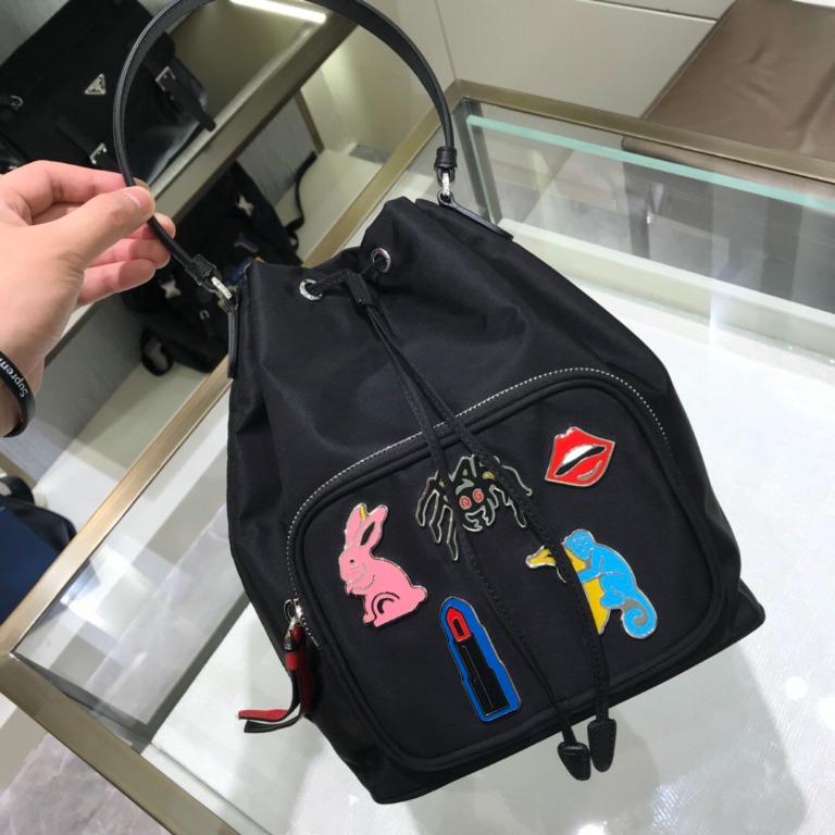 Prada duet sales nylon bucket bag