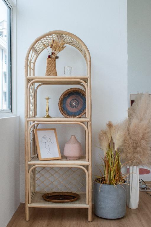 rattan bookshelf furniture home living furniture shelves cabinets racks on carousell