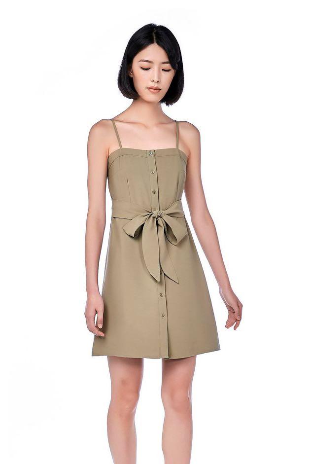 Linen button through dress Clearance