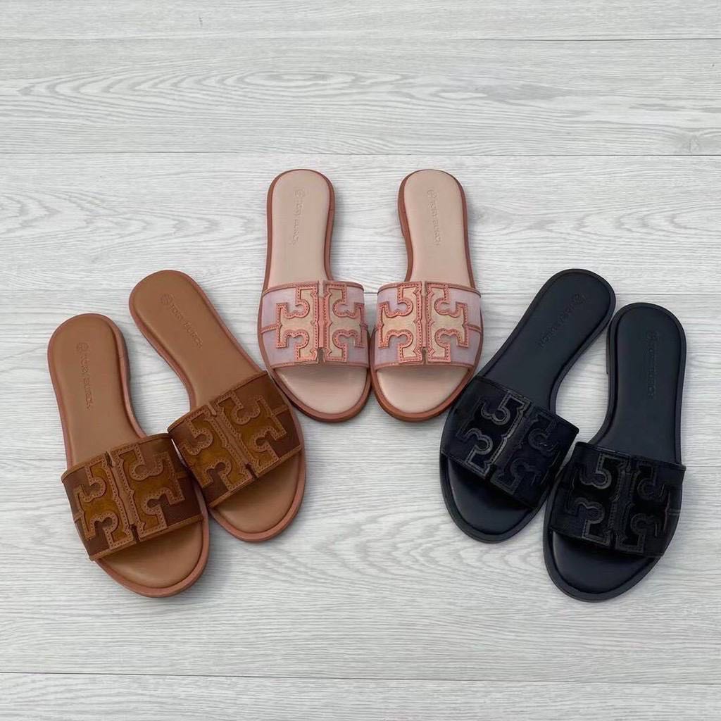 Tory Burch Ines Flat Slides Sandals, Luxury, Accessories on Carousell