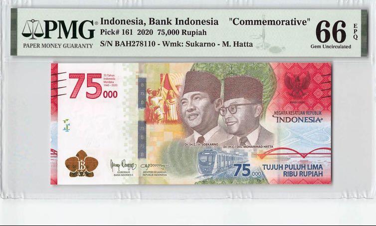 2020 Indonesia 75th Independence Commemorative Issue Rp 75000 Rupiah Price Is Fixed Hobbies Toys Memorabilia Collectibles Currency On Carousell