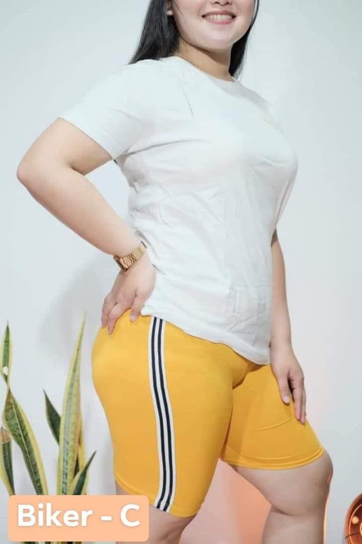 plus size yellow biker shorts