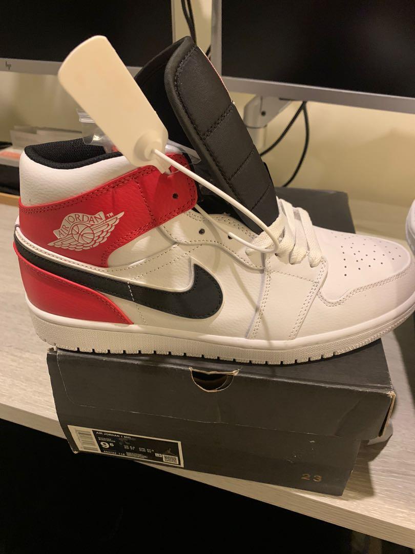 Air jordan 1 mid white red clearance