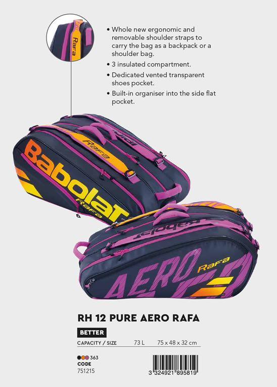 Babolat RH12 Pure Aero Rafa (Blue/Yellow/Pink) Tennis Bag - ProAm Tennis