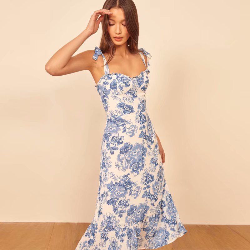 Blue and floral dress clearance