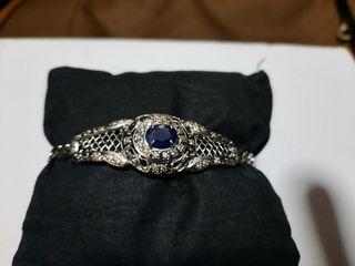 Blue Sapphire in centre & Diamonds Bracelet