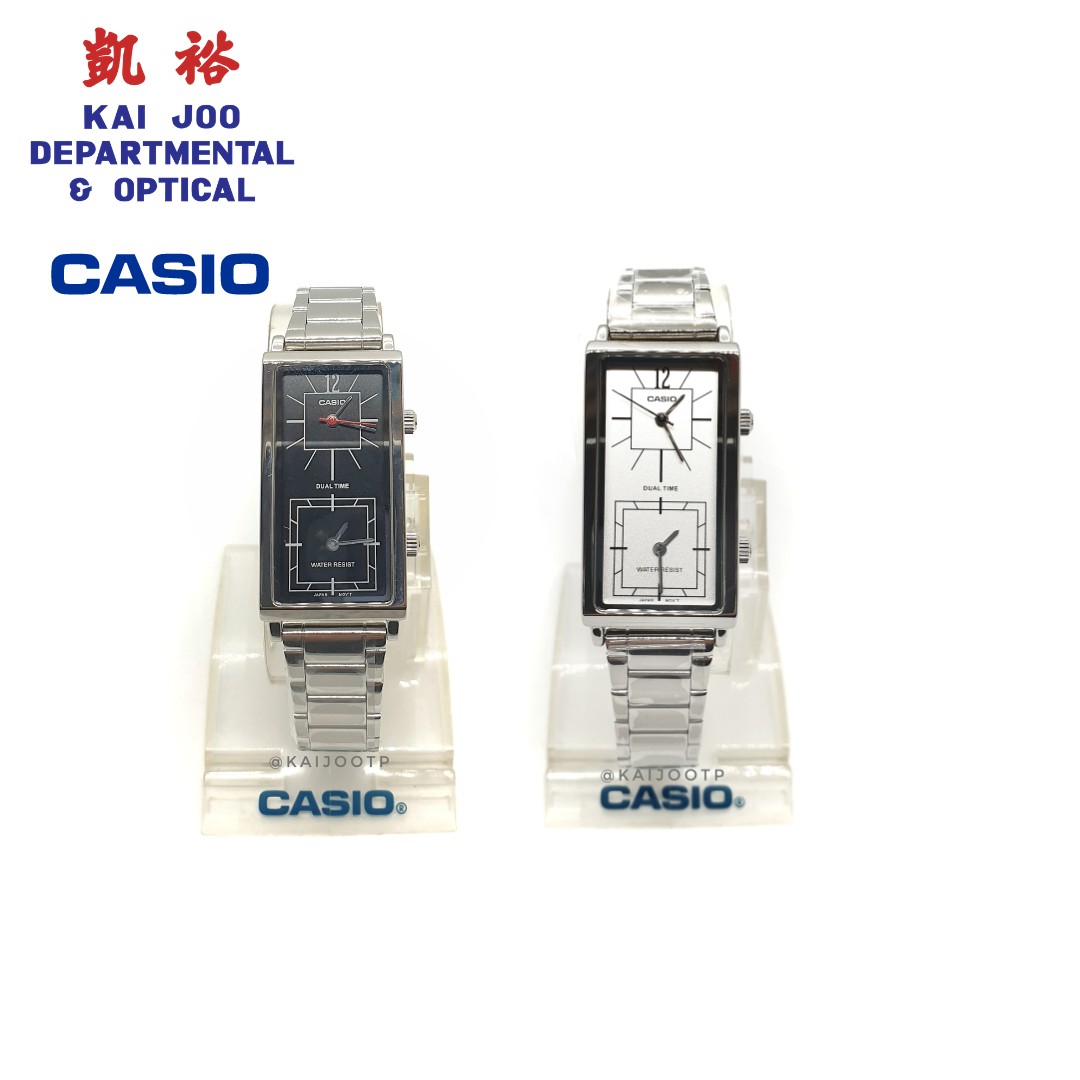 Casio Women s Dual Time Black Silverish White Dial Analog Watch Women s Fashion Watches Accessories Watches on Carousell