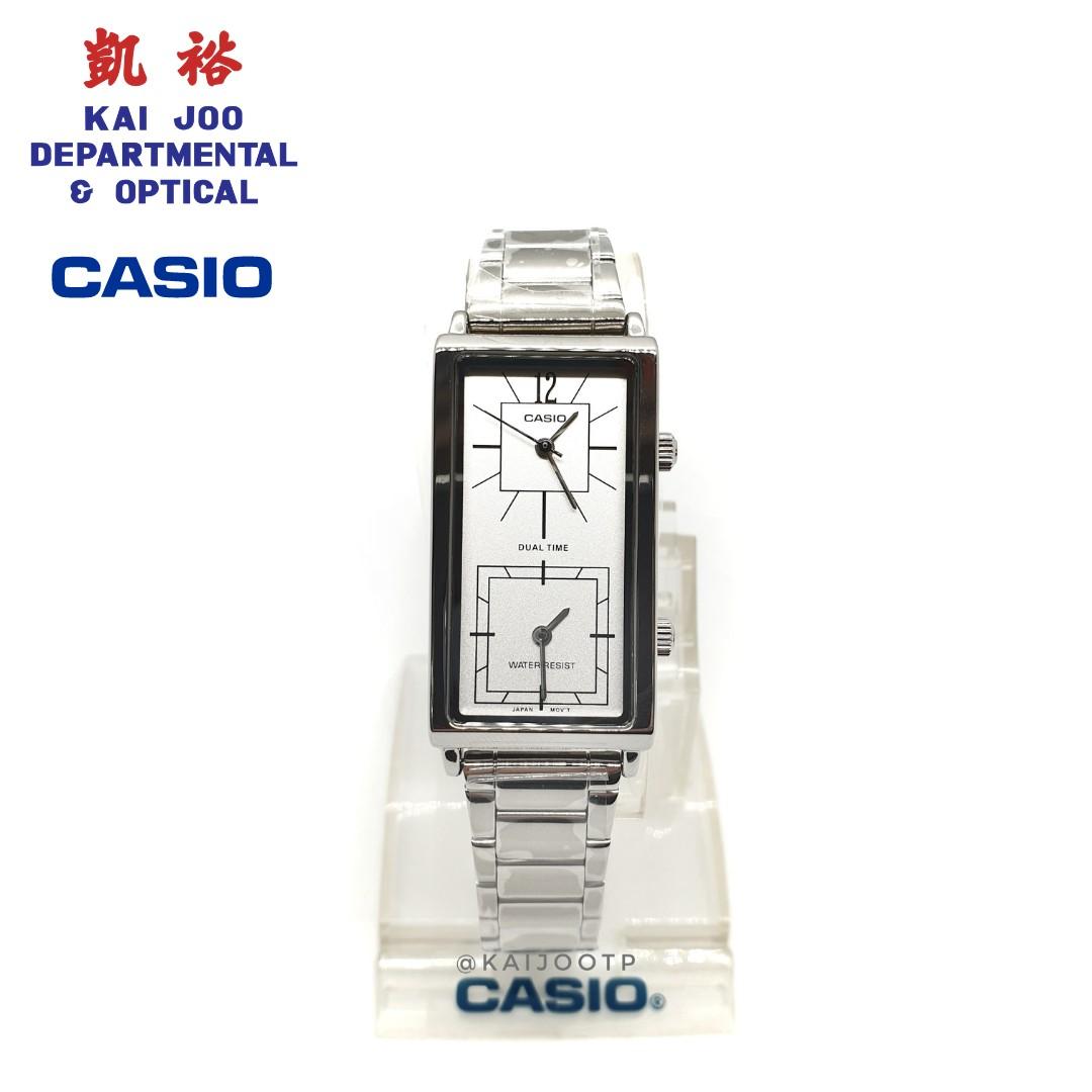 Casio Women s Dual Time Black Silverish White Dial Analog Watch
