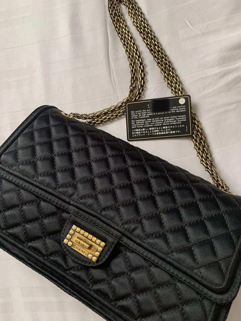 CHANEL Reissue in Satin Quilted Antique GHW Flap Bag, Luxury, Bags &  Wallets on Carousell