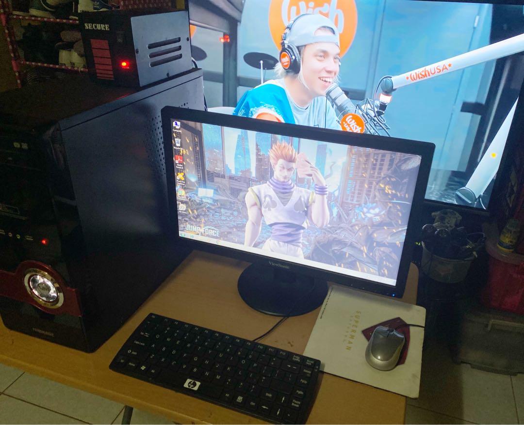 Computer Set Desktop (Category: Desktops) located in Pasig City. Submitted by tvhen14 (Listing ID 1078442234, Image 1). Description: PC 2 - Intel (R) Pentium (R) 2.80GHz - 4gb Ram - Windows 7 Ultimate 64 Bit (Counterfeit) - 80gb HDD - 19inch Viewsonic Monitor - With WiFi Dongle - Mouse (sira yung scroll) - Keyboard - AVR *maayos yung unit, kayo na lang mag reinstall ng apps or palit OS if gusto nyo..good for online class *freeby ko na yung defect