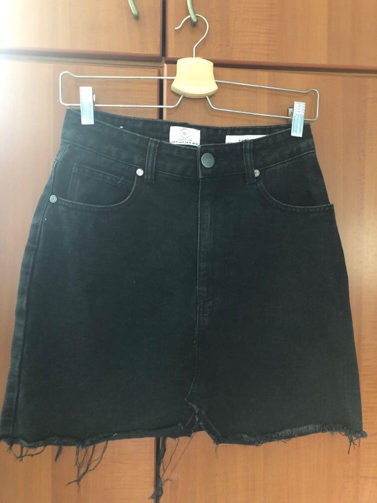 Black denim hot sale skirt cotton on