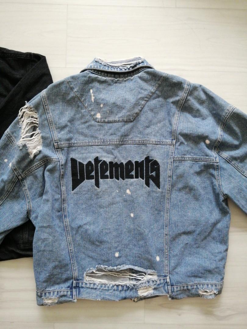 denim jacket SALE black denim jacket distressed ripped vetements