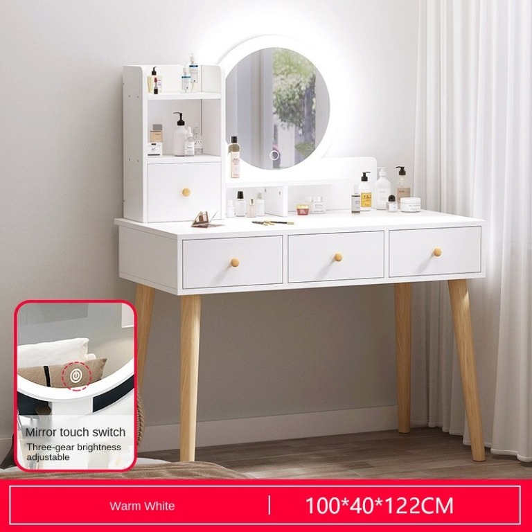 Dressing Table With Led Light Mirror, White Vanity With Mirror Under 100