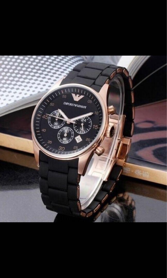 Mens black and gold armani watch online