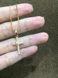 [FREE SHIPPING WITHIN MM] gold necklace cross pendant with Swarovski elements