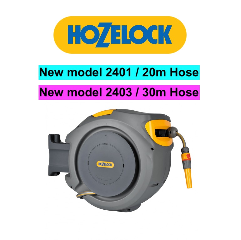 HOZELOCK Auto Reel 2401 (20m) / 2403 (30m) Garden Hose (Wall mount),  Furniture & Home Living, Gardening, Hose and Watering Devices on Carousell