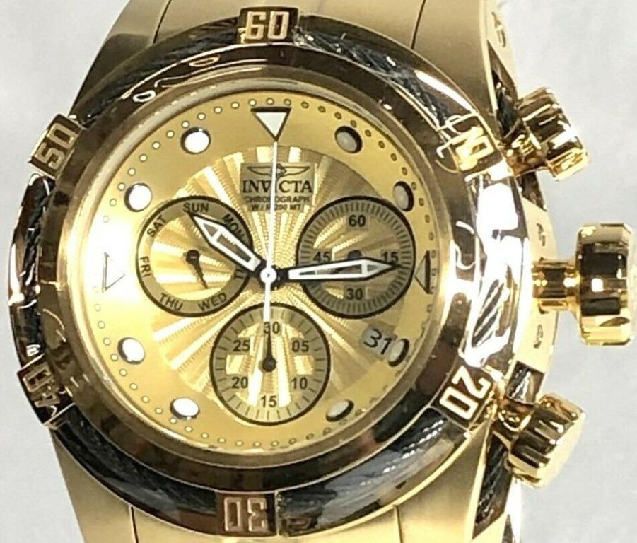 Invicta 23913 Men s 52mm Bolt Zeus Quartz Stainless Watch Goldtone Gunmetal Men s Fashion Watches Accessories Watches on Carousell