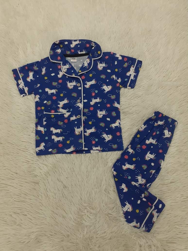 Kids Set Pyjamas Baju Tidur Kemeja Butang Poket Comel Depan Seluar Panjang Babies Kids Girls Apparel 4 To 7 Years On Carousell