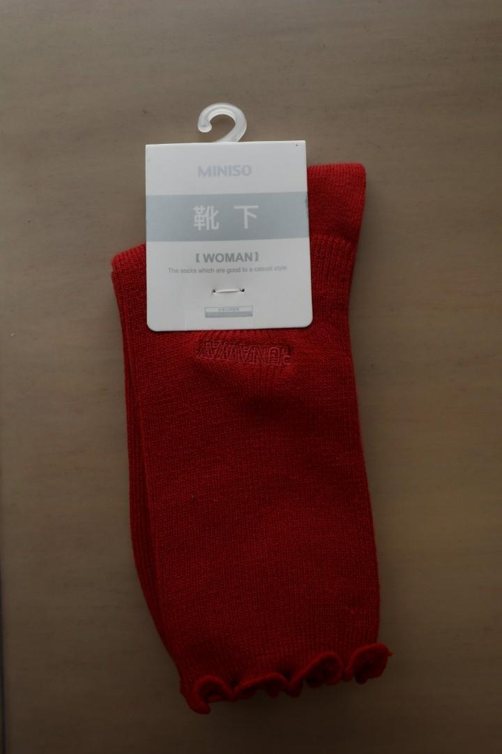 Miniso long red socks, Women's Fashion, Watches & Accessories, Socks ...