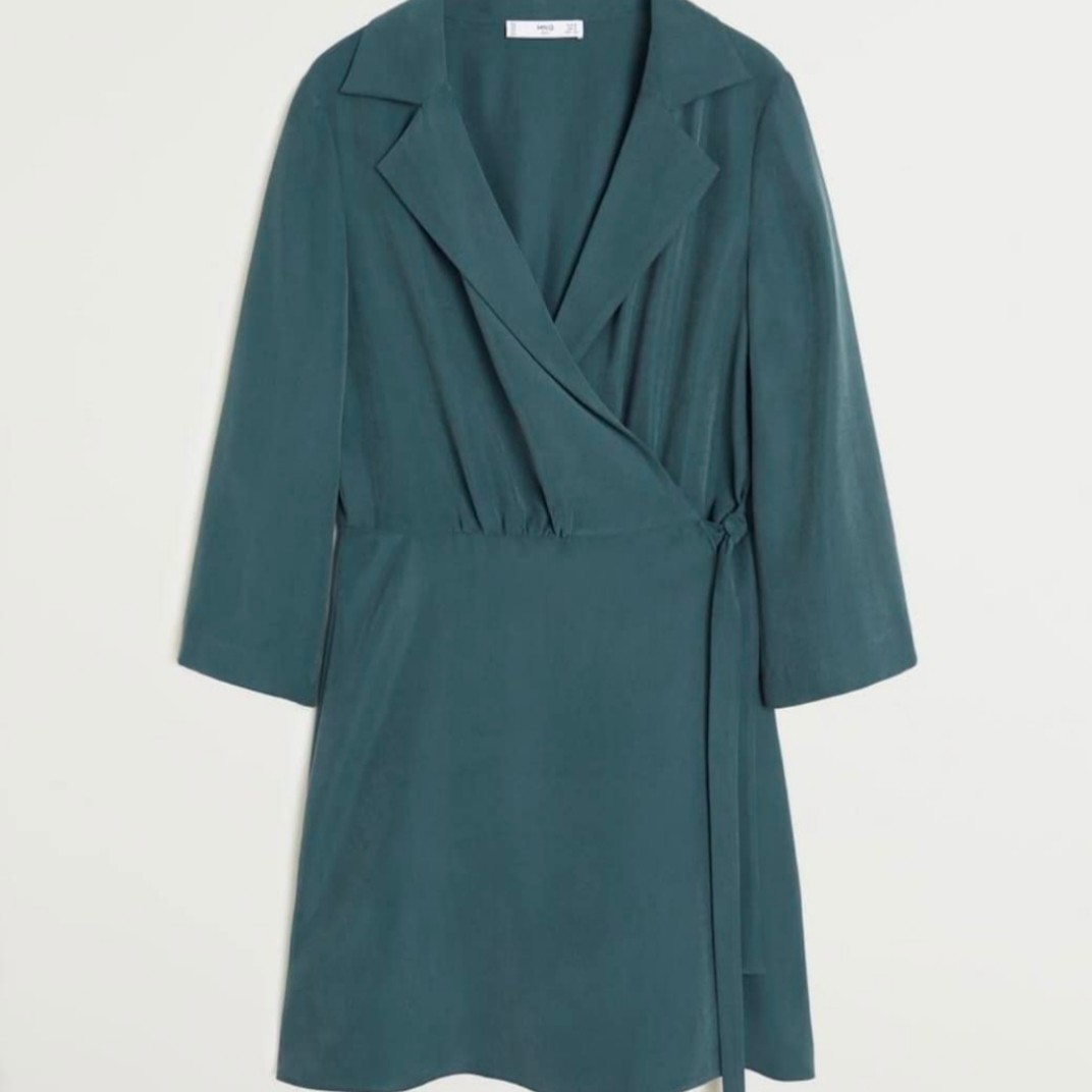 Mango - bow lapels dress, Fesyen Wanita 