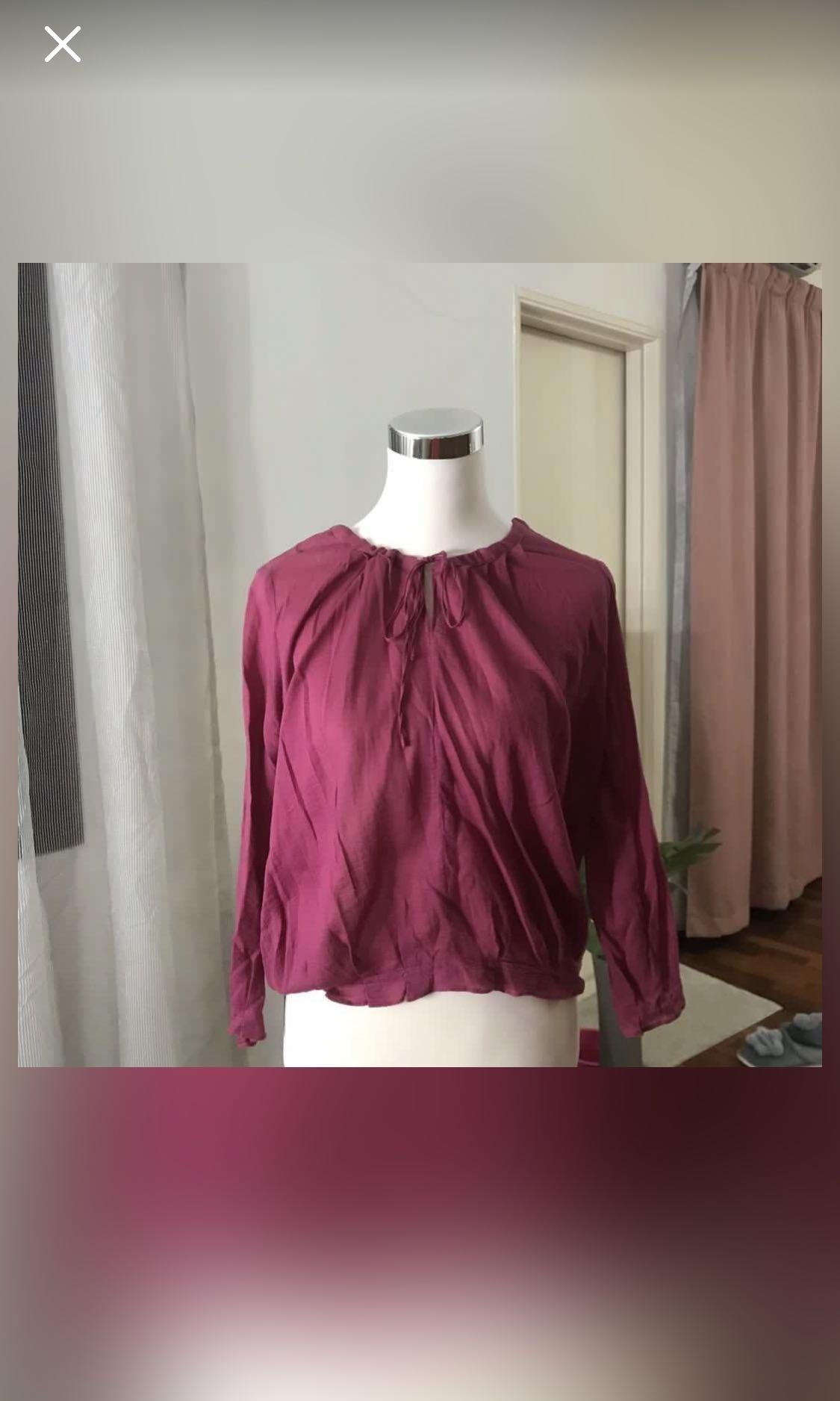 burgundy sheer blouse