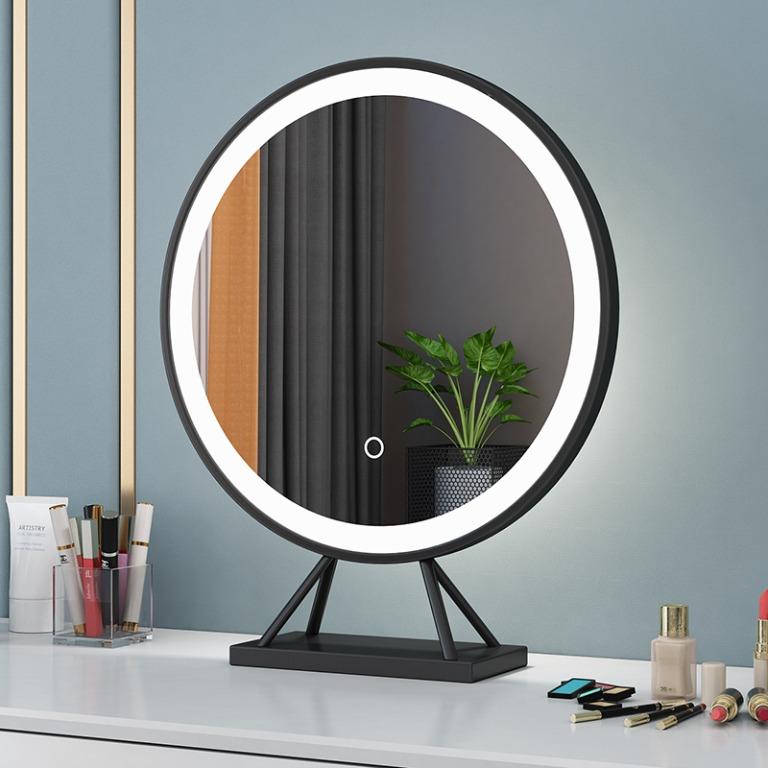 Colour Led Black Vanity Mirror, Black Vanity Table With Mirror And Lights