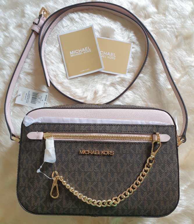 Michael kors jet set chain crossbody vanilla mk blush pink +