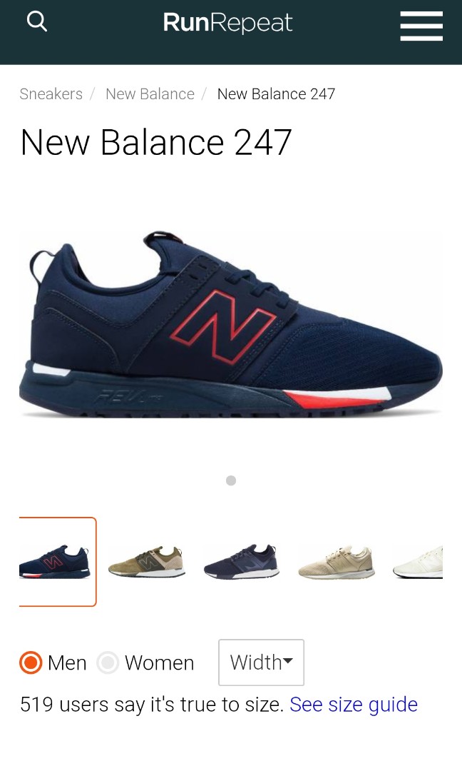 New balance 247 true to shop size