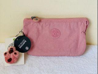 NEW! KIPLING CREATIVITY LARGE TRAVEL COSMETIC POUCH MAKEUP BAG WALLET STRAWBERRY PINK