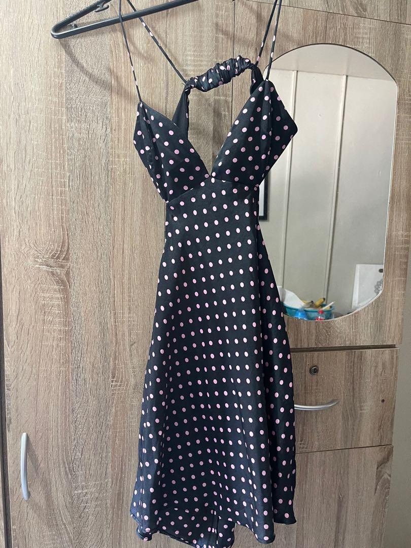 zara black polka dot mini dress Zara Cream Black Polka Dot V-neck Ruffle Layered Smocked Chiffon Mini – Brie main image 0