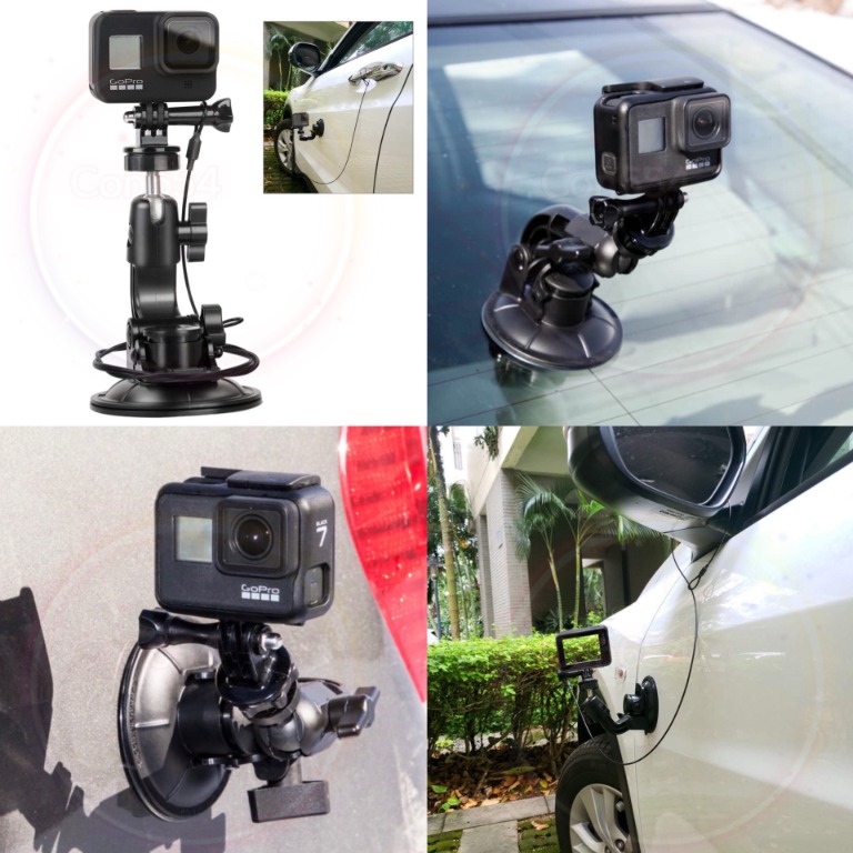 Gopro 運動相機防掉失 車外飛車畫面拍攝 支架套裝 現貨 附帶有鋼線吸盤汽車擋風玻璃罩門支架兼容gopro Osmo Action Camera Suction Cup Mount Motion Camcorder Car Windshield Hood Door 汽車配件 其他 Carousell