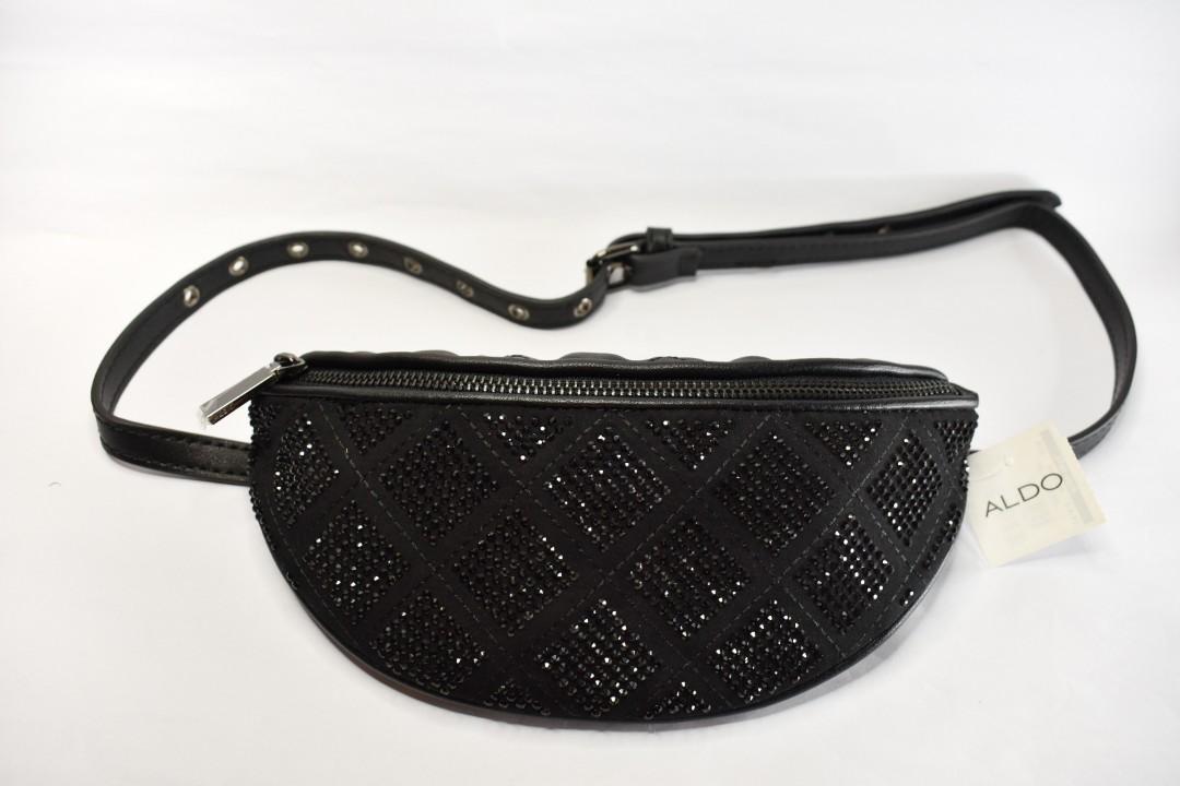 Aldo Black Rhinestone Glitter Fanny Pack Belt Bag or Shoulder Bag