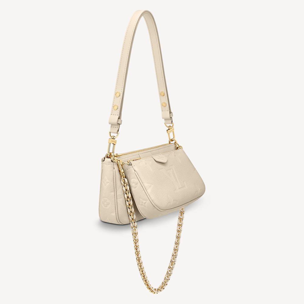 Louis Vuitton Cream Giant Monogram Empreinte Multi Pochette Accessoires Gold Hardware, 2021, Beige Womens Handbag