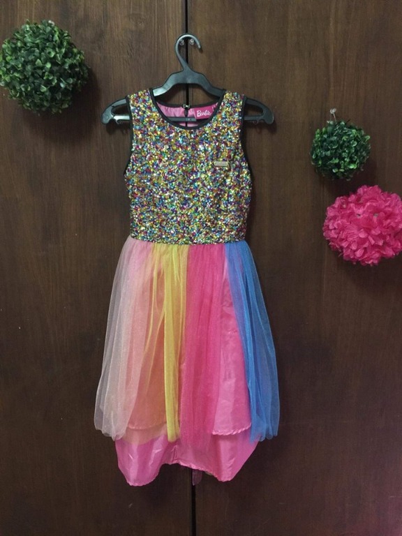 Barbie Colorful Rainbow Dress, Babies & Kids, Babies & Kids Fashion on Carousell