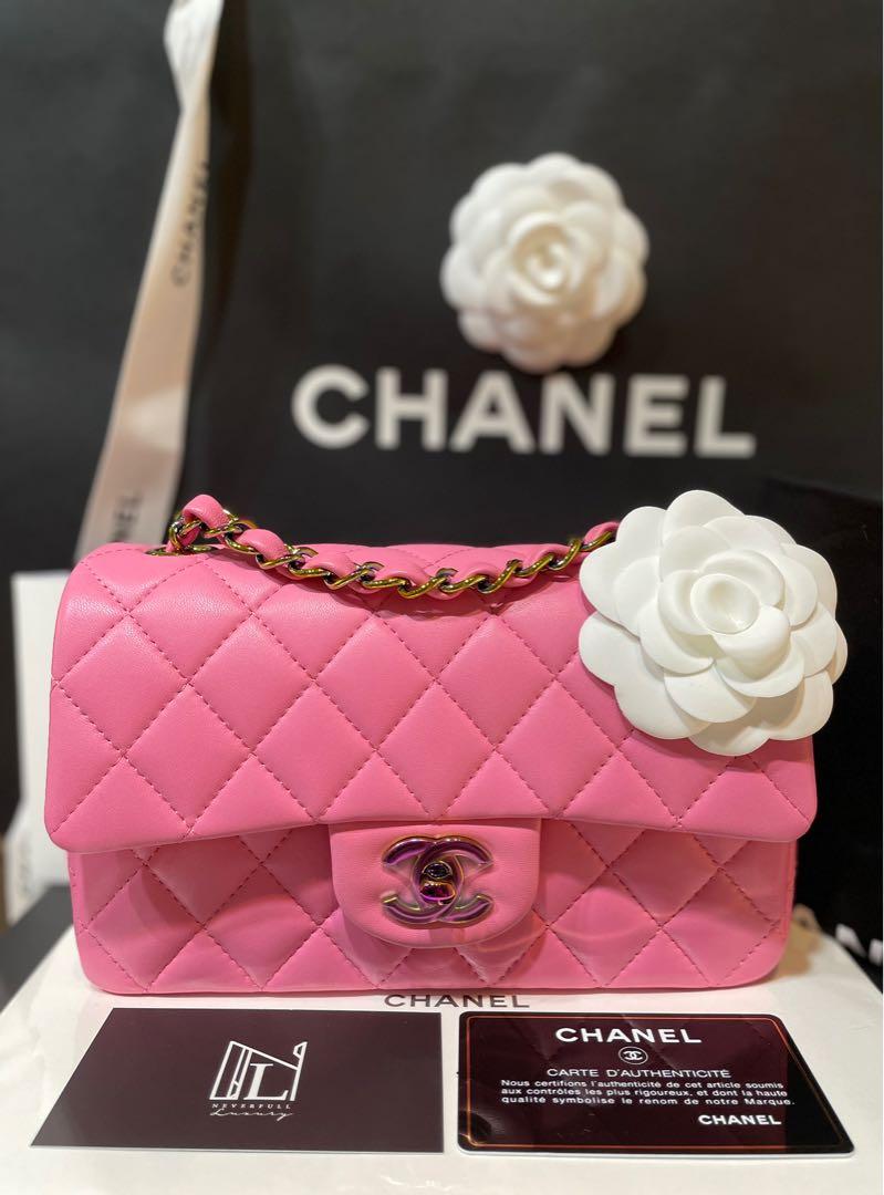 ❣️BNIB ❣️Chanel Mini Rectangle 21P Pink Lambskin Rainbow Hardware Series  31, Luxury, Bags & Wallets on Carousell