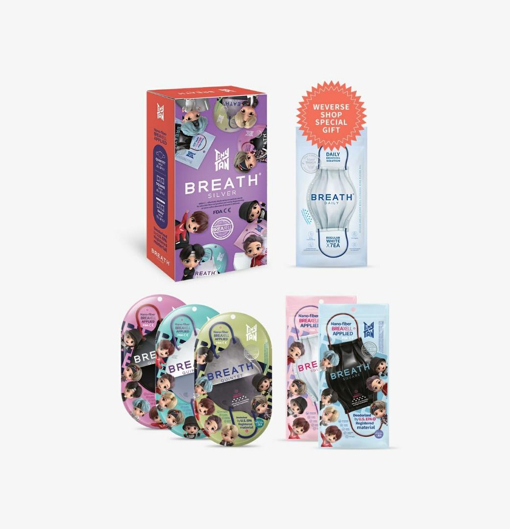 BTS TinyTan Breath Silver 6pack Mask Set Weverse Edition Preorder (Category: K-Wave Merchandise) located in Manila. Submitted by btseoul (Listing ID 1078681819, Image 1). Description: [PREORDER] BTS TinyTan Weverse Edition Breath Silver 6pack Mask Set PHP 1750 +LSF DOO: APRIL 15 - Batch 1 APRIL 30 - Batch 2 DOP: pay as you order to secure item 📆 ETA: 2-3 weeks after shipout from korea to ph 💳MOP: BPI/Metrobank/PayMaya/GCash/Other bank transfer 