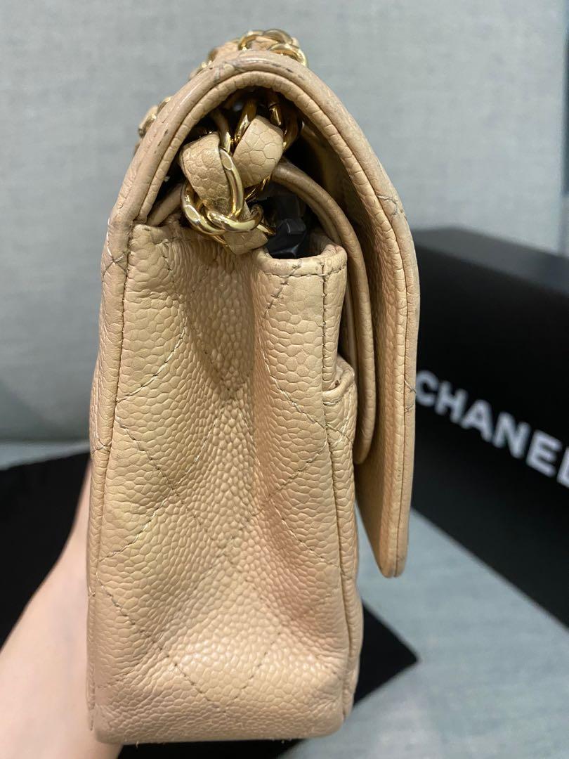 Chanel Classic Medium Double Flap in Beige Clair Caviar Leather , Luxury,  Bags & Wallets on Carousell