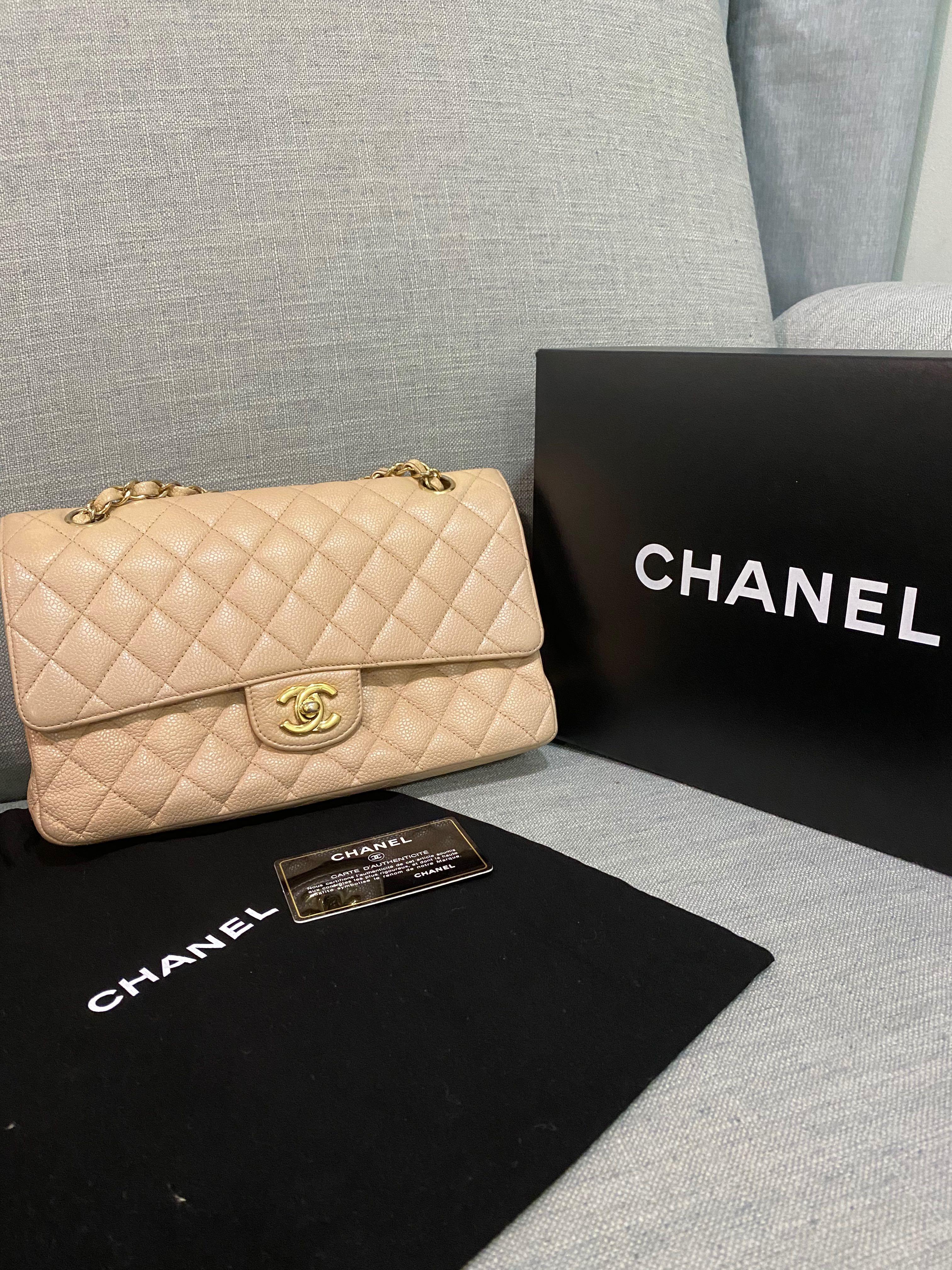 Chanel Classic Medium Double Flap in Beige Clair Caviar Leather