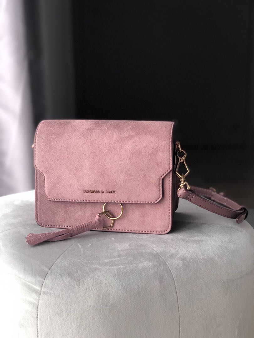 Charles Keith Tassel Detail Crossbody Bag Mauve Women s