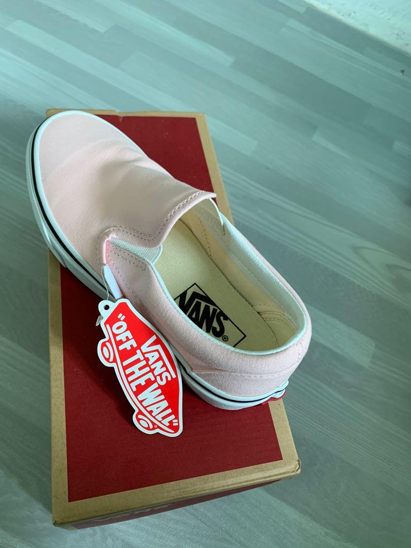 Pastel pink slip on vans clearance