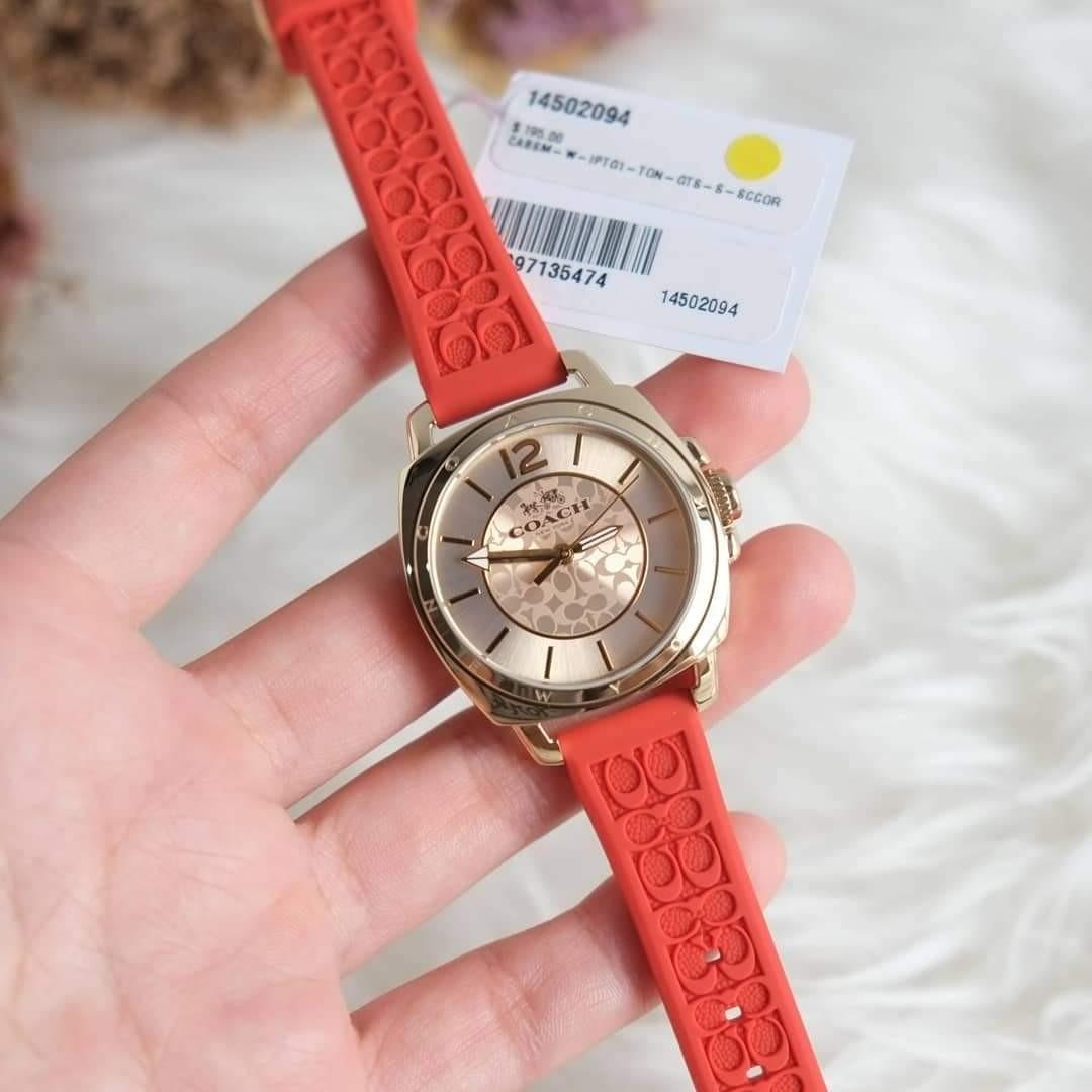 Coach boyfriend orange silicone watch, Women display picture 3