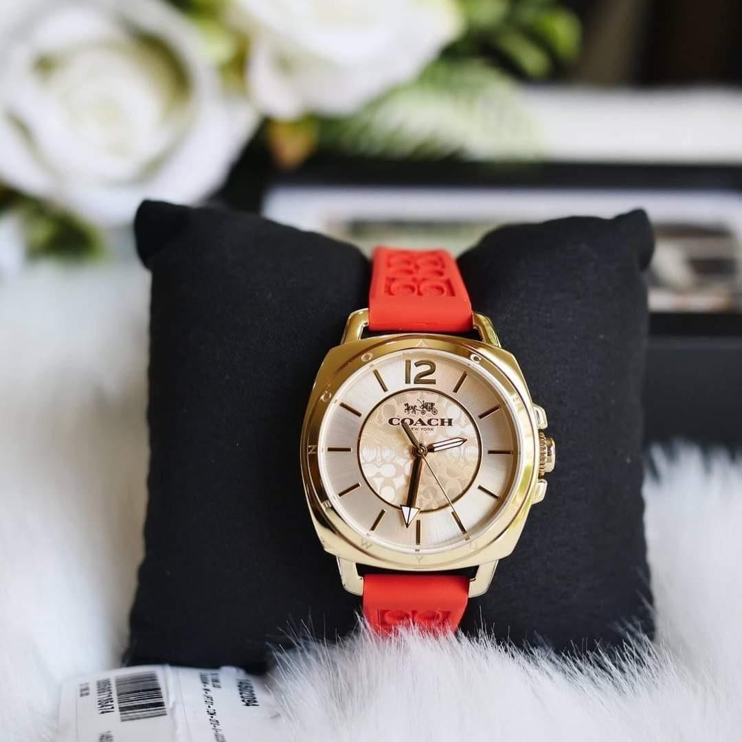Coach boyfriend orange silicone watch Women s Fashion Watches Accessories Watches on Carousell