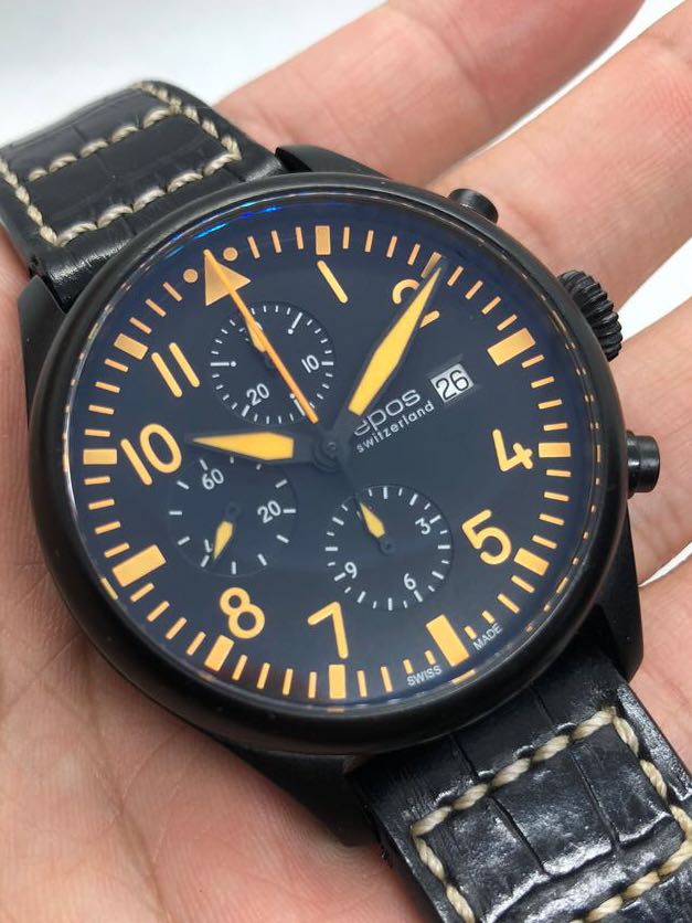 Epos Sportive 3398 Black PVD 43mm Automatic Chronograph Watch