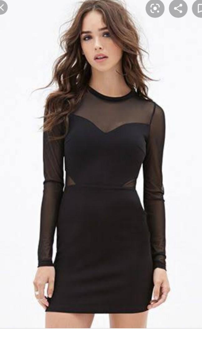 Forever 21 black mesh dress top