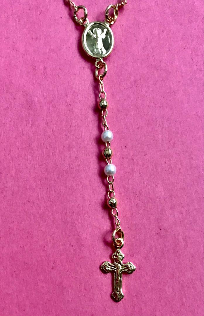 Gold plated clearance rosary necklace