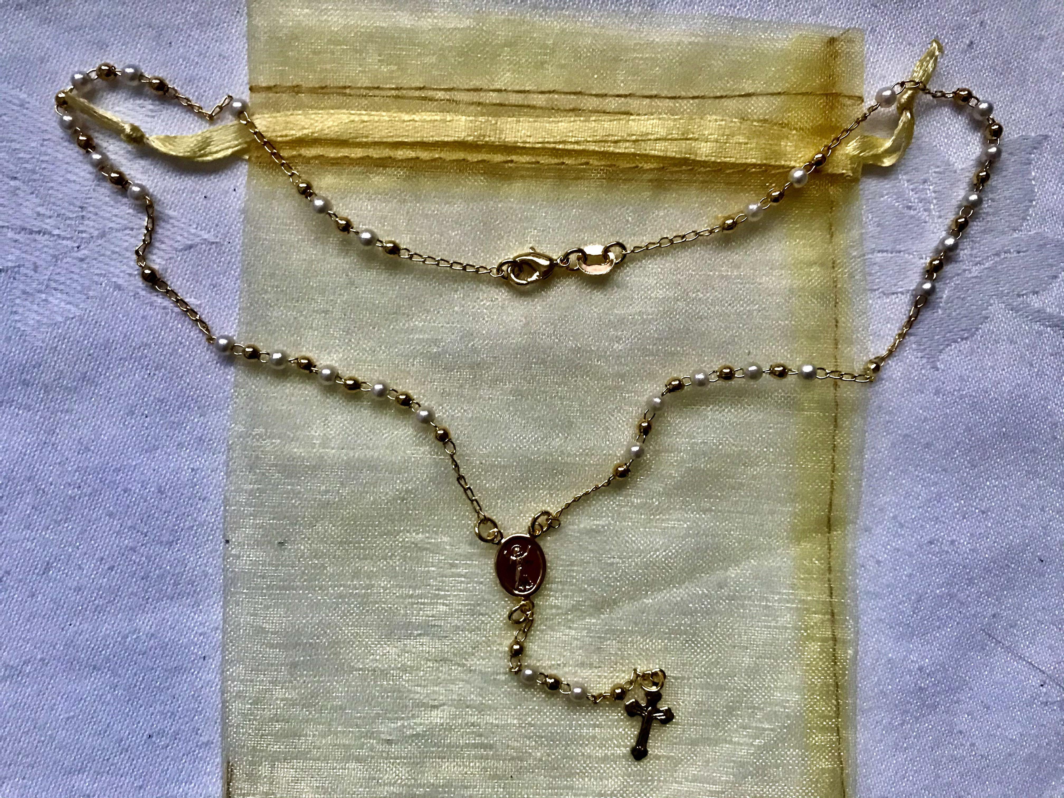 Gold plated hotsell rosary necklace