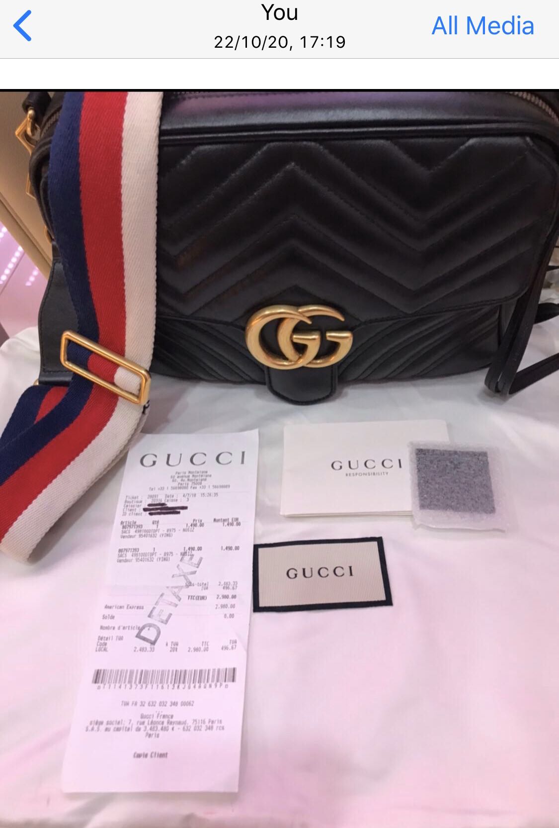 Gucci Marmont receipt July 2018, Luxury, Bags & Wallets on Carousell